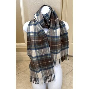 Clans Royal 100% Lambswool Scarf Plaid Stewart Muted Blue 64x11 Fringe Scotland